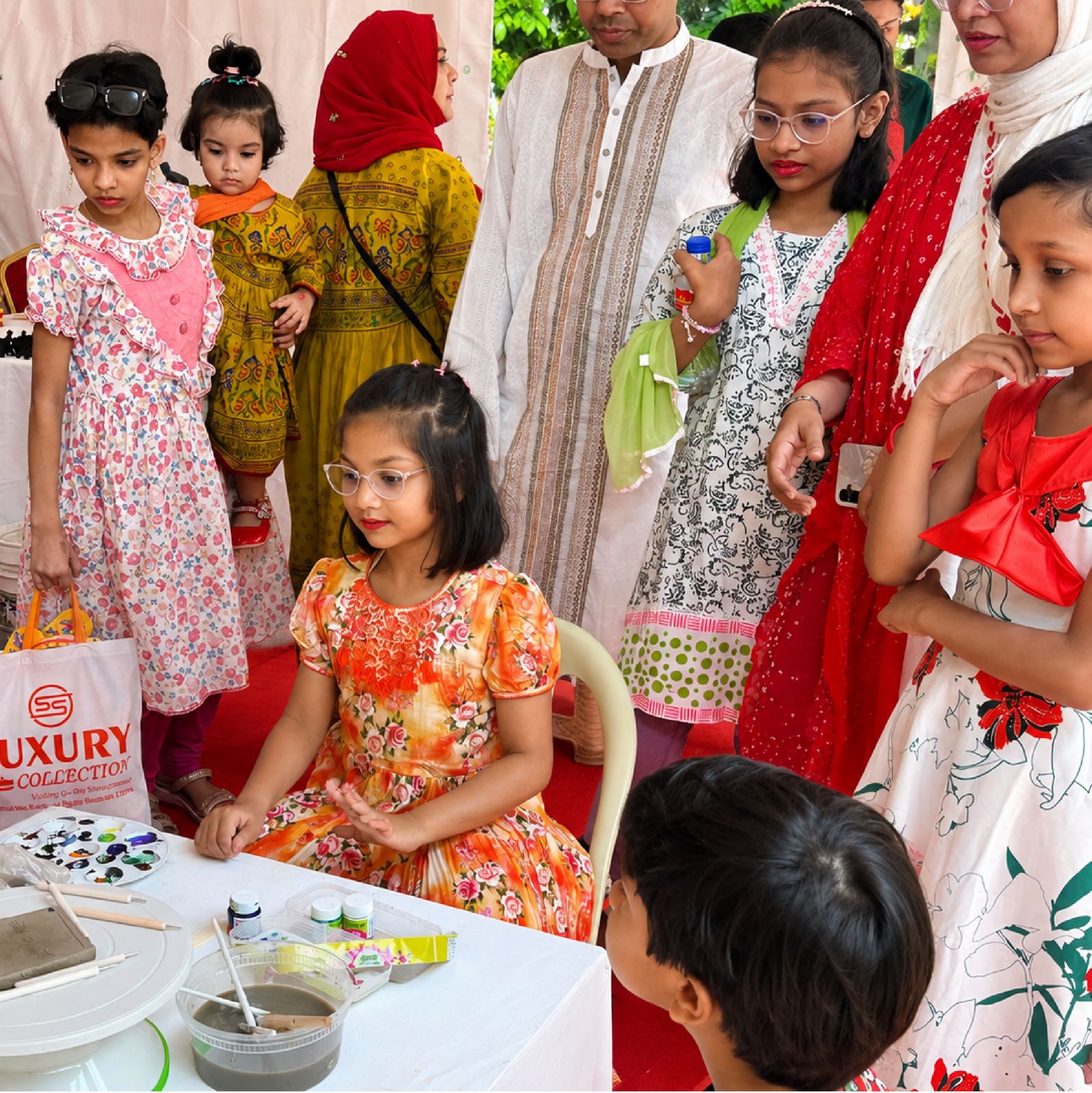 Families at the Boishakh Festival workshop